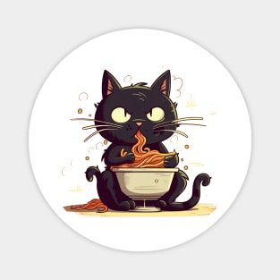 cat eating spaghetti Magnet